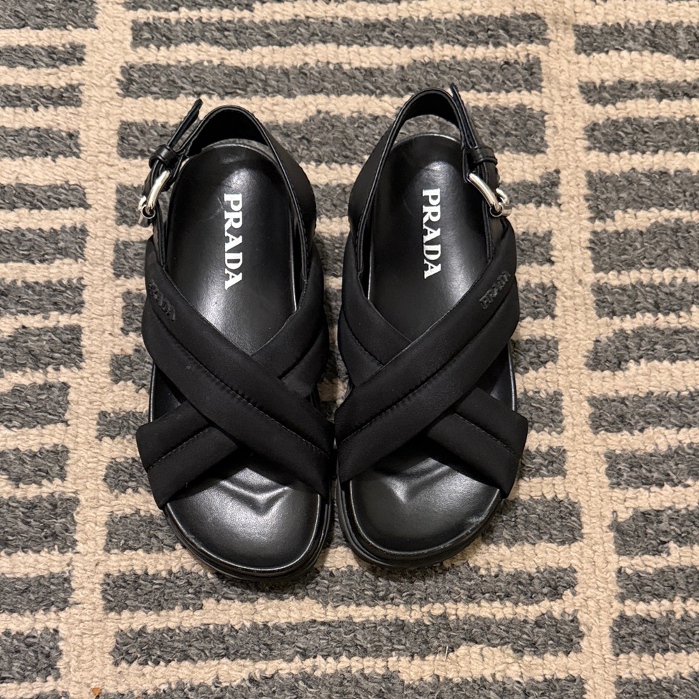 Prada Women's Black Crisscross Sandals